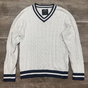 Hollister Y2K Vintage Cable Knit V-Neck Sweater Size Large